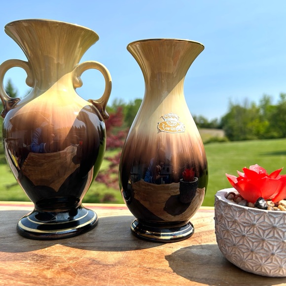 Set of2 MidCentury Bay Keramik West German Vintage Brown Pottery Ceramic Vases - Picture 12 of 12